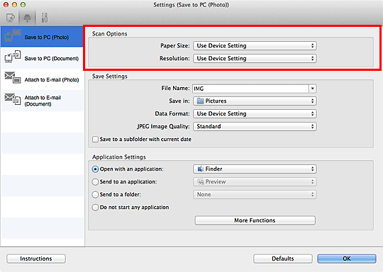 figure: Settings dialog